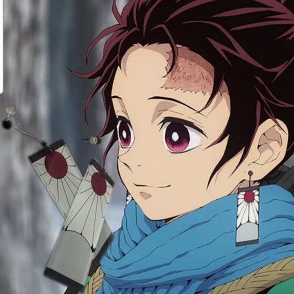 Demon Slayer Earrings (Tanjiro Kamado Hanafuda) - Picture 4 of 6